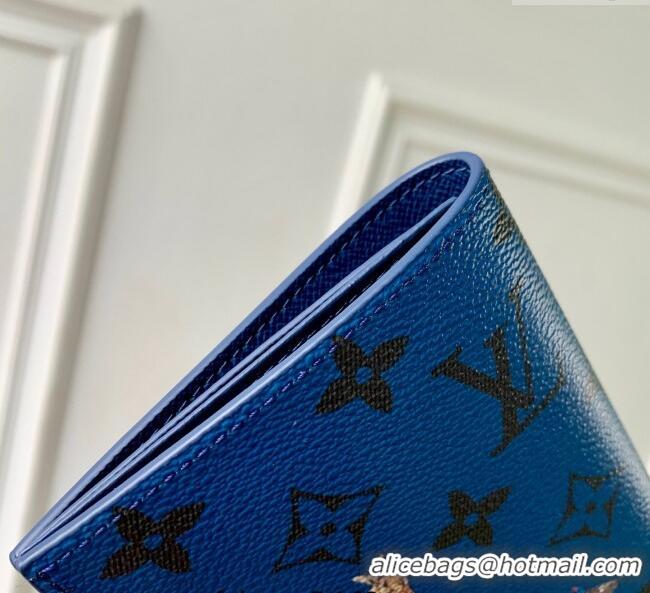 Best Grade Louis Vuitton Passport Cover in Monogram Forest Canvas M27052 Navy Blue 2025