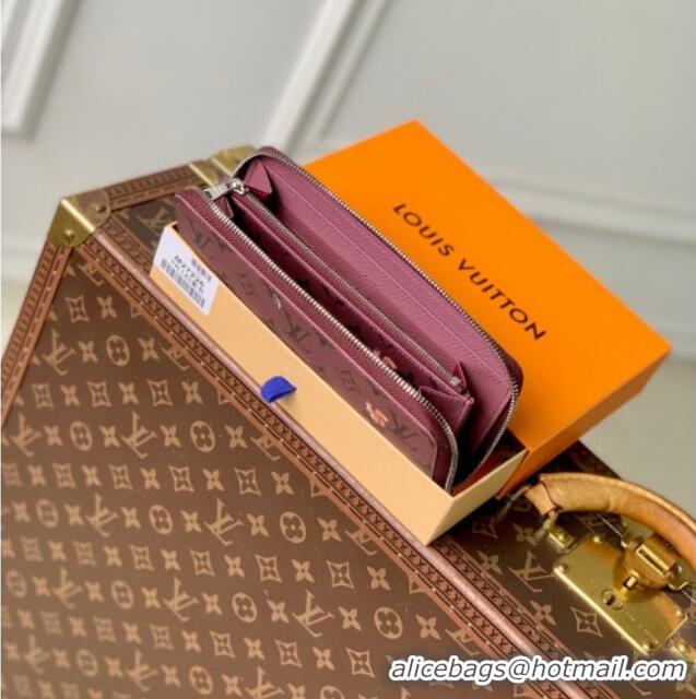 Promotional Louis Vuitton Zippy Horizontal Wallet in Monogram Forest Canvas M27226 Burgundy 2025