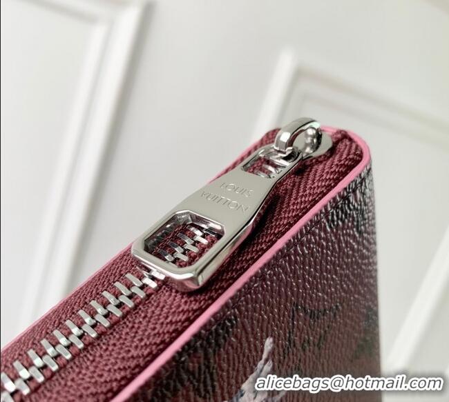 Promotional Louis Vuitton Zippy Horizontal Wallet in Monogram Forest Canvas M27226 Burgundy 2025