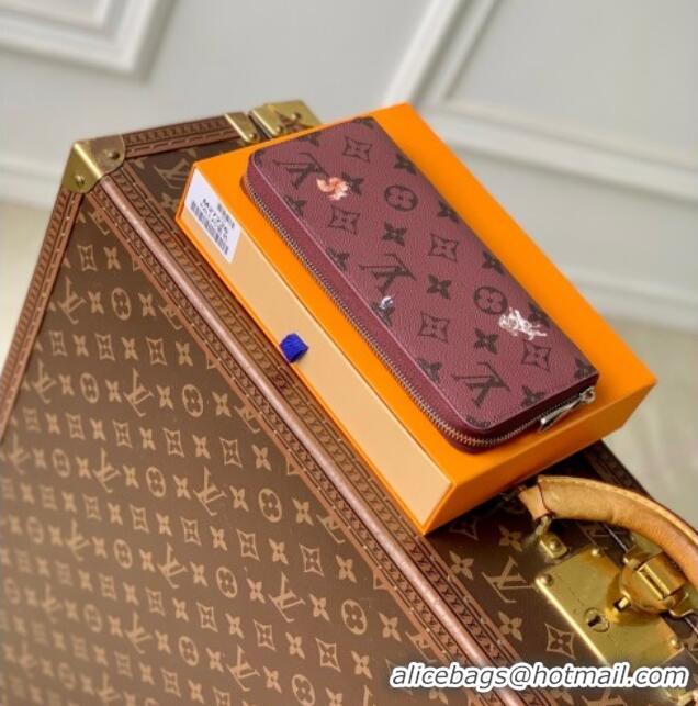 Promotional Louis Vuitton Zippy Horizontal Wallet in Monogram Forest Canvas M27226 Burgundy 2025