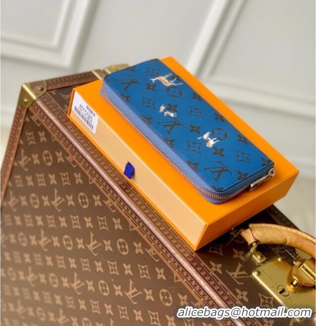 Well Crafted Louis Vuitton Zippy Horizontal Wallet in Monogram Forest Canvas M27226 Blue 2025
