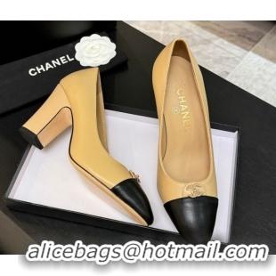 Perfect Chanel Lambskin Leather Pumps 9cm with CC Tag Beige 2025 G46441 2