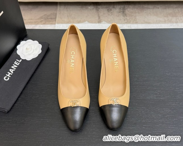 Perfect Chanel Lambskin Leather Pumps 9cm with CC Tag Beige 2025 G46441 2