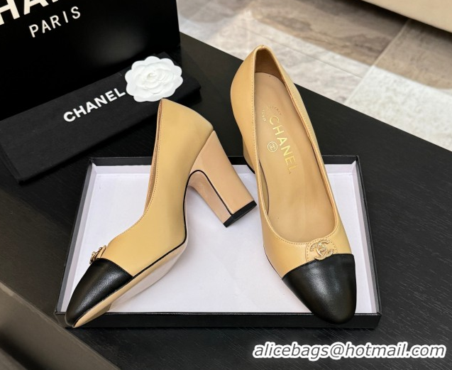 Perfect Chanel Lambskin Leather Pumps 9cm with CC Tag Beige 2025 G46441 2