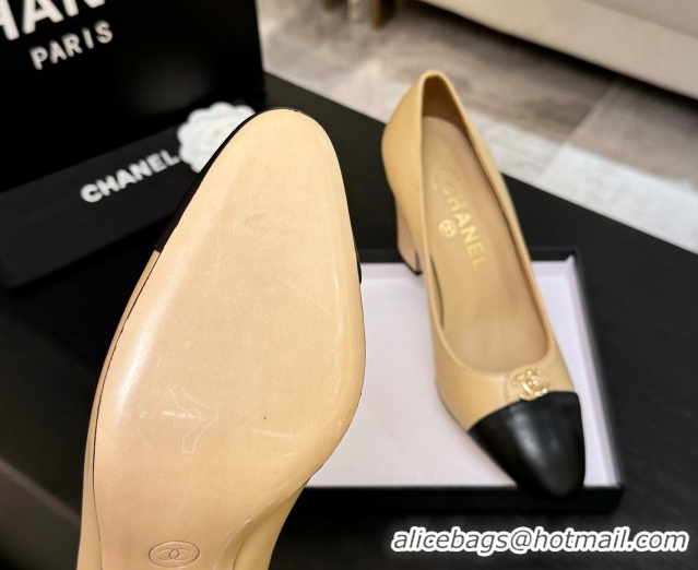Perfect Chanel Lambskin Leather Pumps 9cm with CC Tag Beige 2025 G46441 2