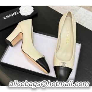 Unique Style Chanel Lambskin Leather Pumps 9cm with CC Tag White 2025 G46441