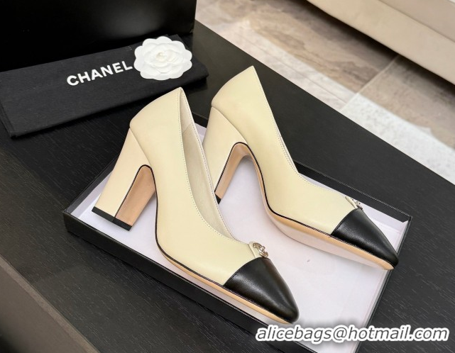 Unique Style Chanel Lambskin Leather Pumps 9cm with CC Tag White 2025 G46441