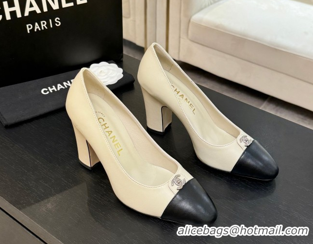 Unique Style Chanel Lambskin Leather Pumps 9cm with CC Tag White 2025 G46441