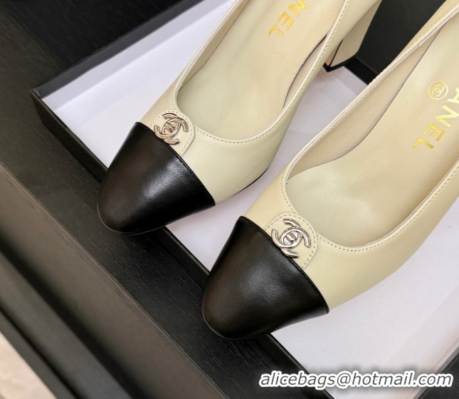 Unique Style Chanel Lambskin Leather Pumps 9cm with CC Tag White 2025 G46441