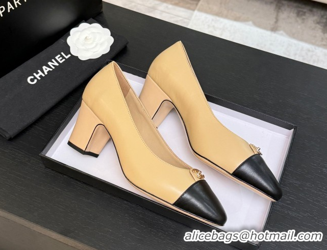 Good Looking Chanel Lambskin Leather Pumps 6.5cm with CC Tag Beige 2025 G46441
