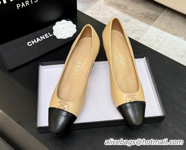 Good Looking Chanel Lambskin Leather Pumps 6.5cm with CC Tag Beige 2025 G46441