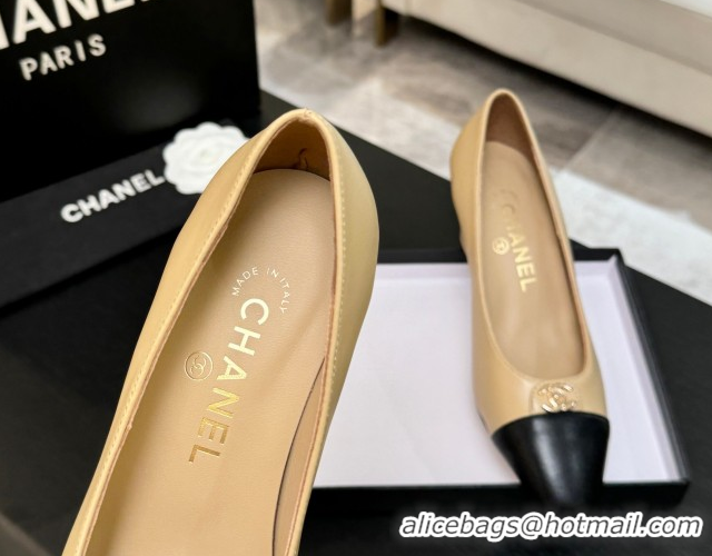 Good Looking Chanel Lambskin Leather Pumps 6.5cm with CC Tag Beige 2025 G46441