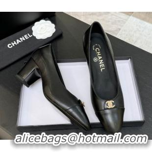 Best Price Chanel Lambskin Leather Pumps 6.5cm with CC Tag Black 2025 G46441