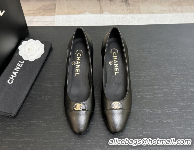 Best Price Chanel Lambskin Leather Pumps 6.5cm with CC Tag Black 2025 G46441