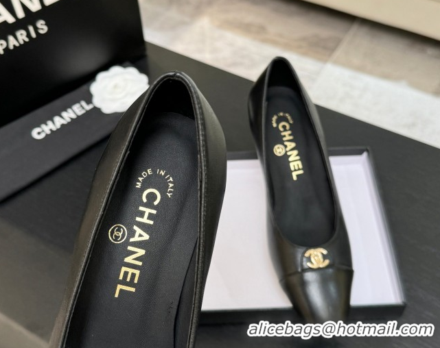 Best Price Chanel Lambskin Leather Pumps 6.5cm with CC Tag Black 2025 G46441
