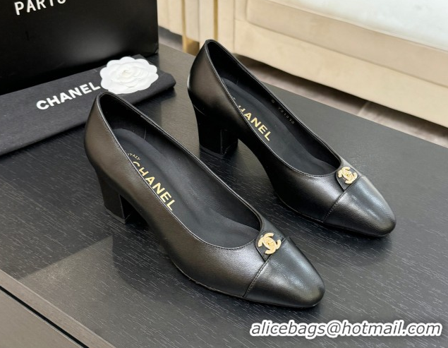 Best Price Chanel Lambskin Leather Pumps 6.5cm with CC Tag Black 2025 G46441