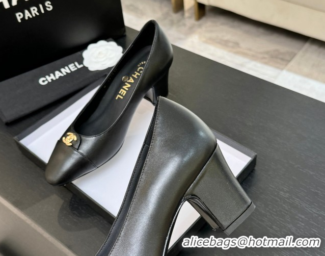 Best Price Chanel Lambskin Leather Pumps 6.5cm with CC Tag Black 2025 G46441