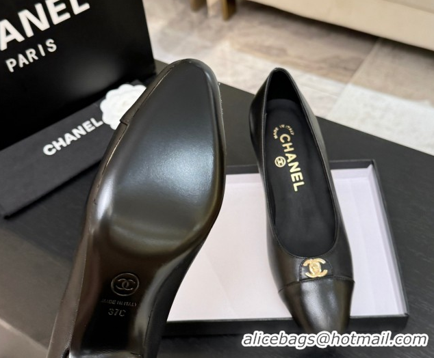 Best Price Chanel Lambskin Leather Pumps 6.5cm with CC Tag Black 2025 G46441