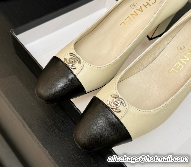 Hot Style Chanel Lambskin Leather Pumps 6.5cm with CC Tag White 2025 G46441