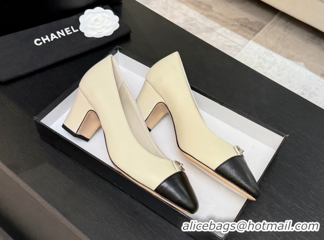 Hot Style Chanel Lambskin Leather Pumps 6.5cm with CC Tag White 2025 G46441