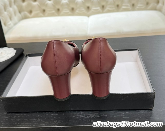 Best Product Chanel Lambskin Leather Pumps 6.5cm with CC Tag Burgundy 2025 G46441