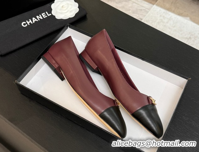 Purchase Chanel Lambskin Leather Ballets Flat with CC Tag Burgundy 2025 G46441