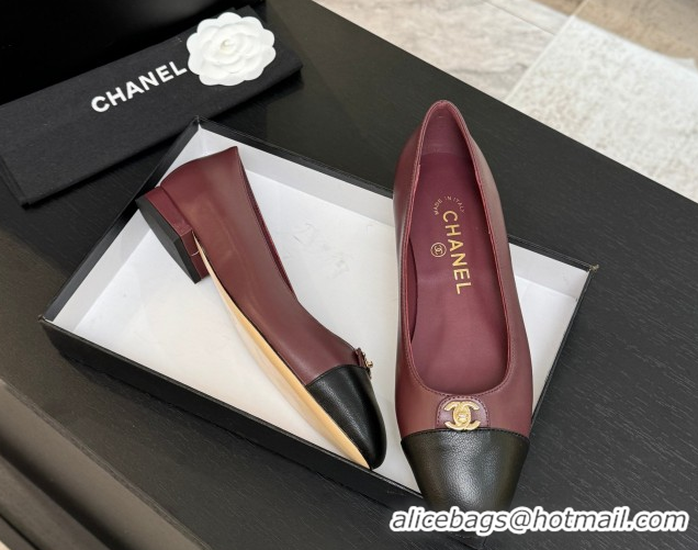 Purchase Chanel Lambskin Leather Ballets Flat with CC Tag Burgundy 2025 G46441