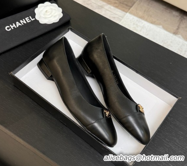 Luxury Chanel Lambskin Leather Ballets Flat with CC Tag Black 2025 G46441