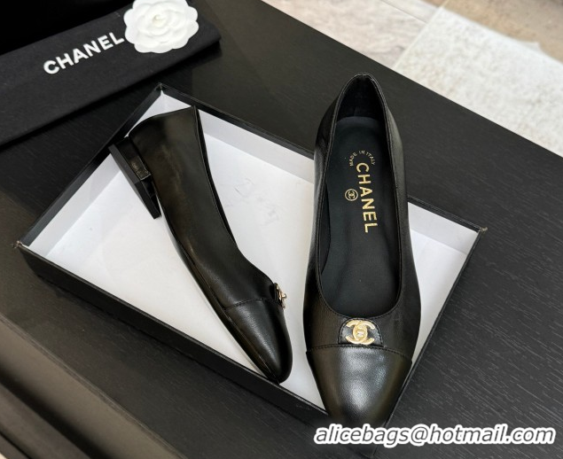 Luxury Chanel Lambskin Leather Ballets Flat with CC Tag Black 2025 G46441