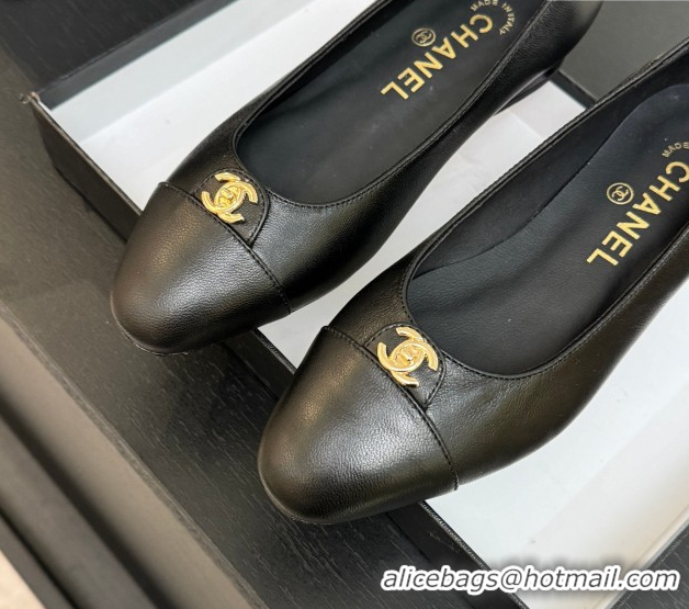 Luxury Chanel Lambskin Leather Ballets Flat with CC Tag Black 2025 G46441