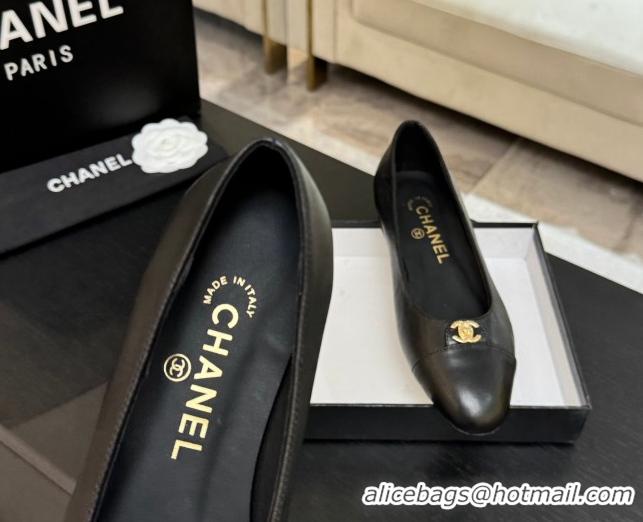 Luxury Chanel Lambskin Leather Ballets Flat with CC Tag Black 2025 G46441