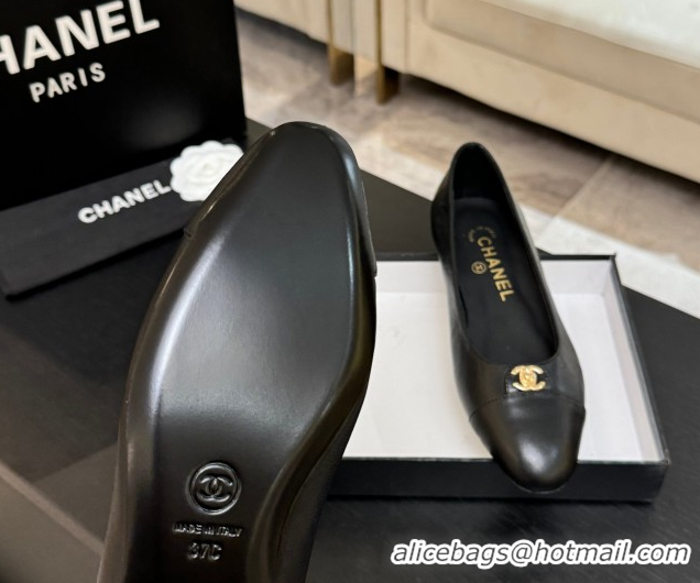 Luxury Chanel Lambskin Leather Ballets Flat with CC Tag Black 2025 G46441