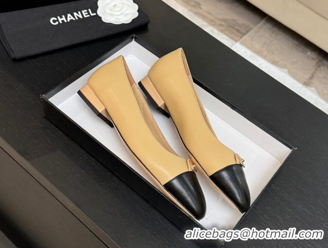 Buy Discount Chanel Lambskin Leather Ballets Flat with CC Tag Beige 2025 G46441