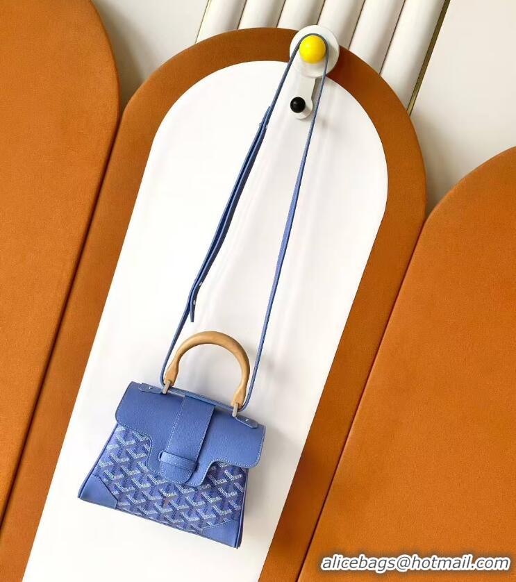 Top Quality Goyard Mini Saigon Souple Bag With Chevroches Calfskin 8005 Blue