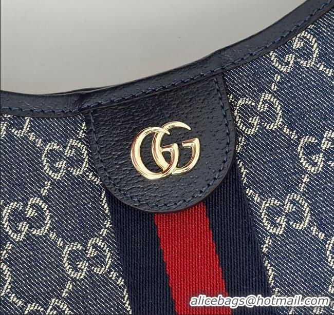 Inexpensive Gucci Giglio Large Tote Bag in GG Denim 853971 Navy Blue 2025