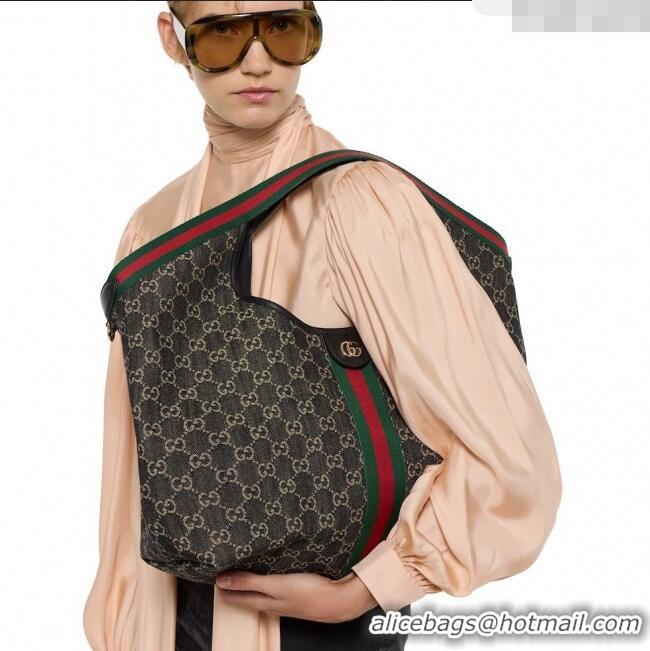 Inexpensive Gucci Giglio Large Tote Bag in GG Denim 853971 Navy Blue 2025