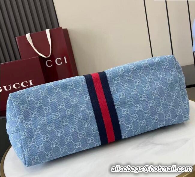 Buy Discount Gucci Giglio Large Tote Bag in GG Denim 853971 Light Blue 2025