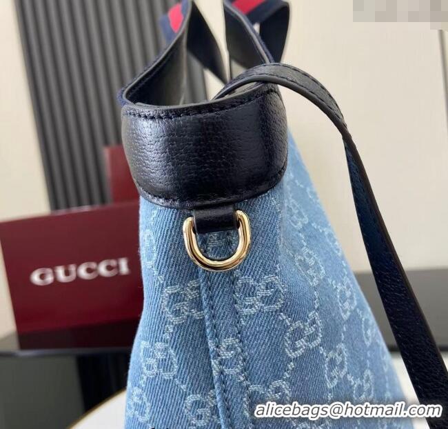 Buy Discount Gucci Giglio Large Tote Bag in GG Denim 853971 Light Blue 2025
