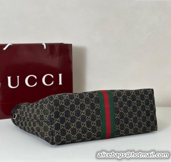 Luxury Discount Gucci Giglio Large Tote Bag in GG Denim 853971 Black 2025