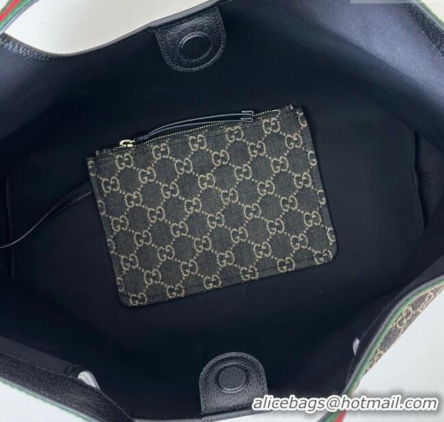 Luxury Discount Gucci Giglio Large Tote Bag in GG Denim 853971 Black 2025
