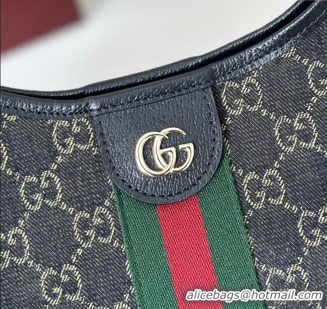 Luxury Discount Gucci Giglio Large Tote Bag in GG Denim 853971 Black 2025