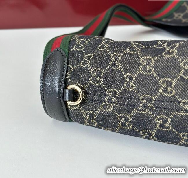 Luxury Discount Gucci Giglio Large Tote Bag in GG Denim 853971 Black 2025