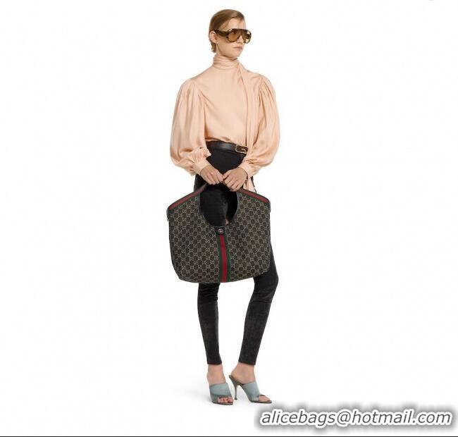 Luxury Discount Gucci Giglio Large Tote Bag in GG Denim 853971 Black 2025