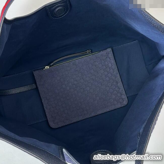 Reasonable Price Gucci Giglio Large Tote Bag in GG Suede 853971 Navy Blue 2025