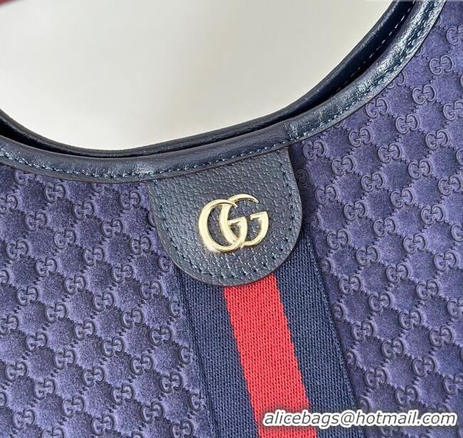 Reasonable Price Gucci Giglio Large Tote Bag in GG Suede 853971 Navy Blue 2025