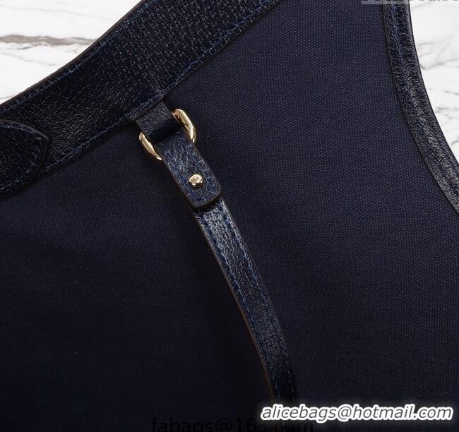 Luxury Cheap Gucci Giglio Large Tote Bag in GG Suede 853971 Dark Blue 2025