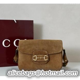 Best Price Gucci Horsebit 1955 Aura small shoulder bag in Suede 847063 Brown 2025
