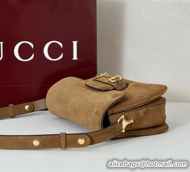 Best Price Gucci Horsebit 1955 Aura small shoulder bag in Suede 847063 Brown 2025