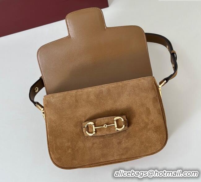 Best Price Gucci Horsebit 1955 Aura small shoulder bag in Suede 847063 Brown 2025