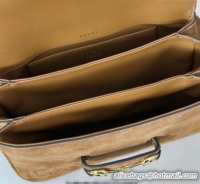Best Price Gucci Horsebit 1955 Aura small shoulder bag in Suede 847063 Brown 2025